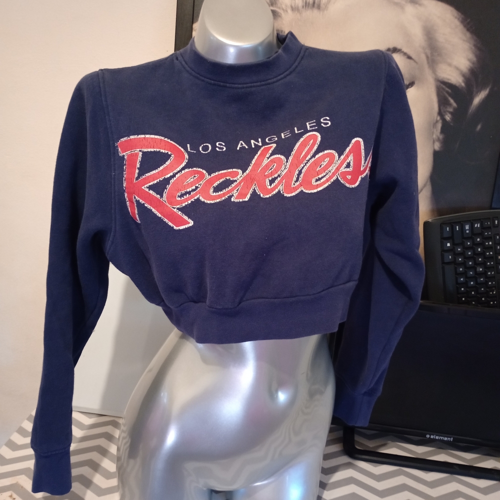 Navy Blue Cropped Sweatshirt